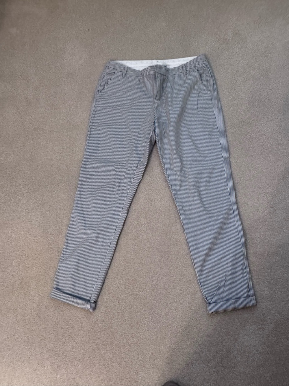 Caslon Striped Ankle Pants in Navy and White